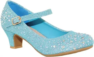 TRENDSUP Kids Sparkling Mary Jane Rhinestone Glitter Formal Dress Low Heel Pumps