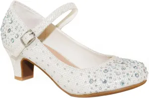 TRENDSUP Kids Sparkling Mary Jane Rhinestone Glitter Formal Dress Low Heel Pumps