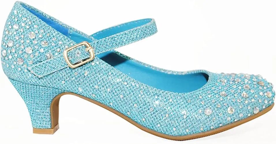 TRENDSUP Kids Sparkling Mary Jane Rhinestone Glitter Formal Dress Low Heel Pumps