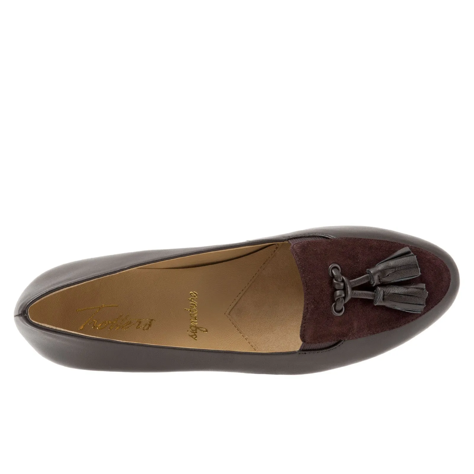 Trotters Caroline T1666-217 Womens Brown Narrow Leather Loafer Flats Shoes