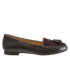 Trotters Caroline T1666-217 Womens Brown Narrow Leather Loafer Flats Shoes