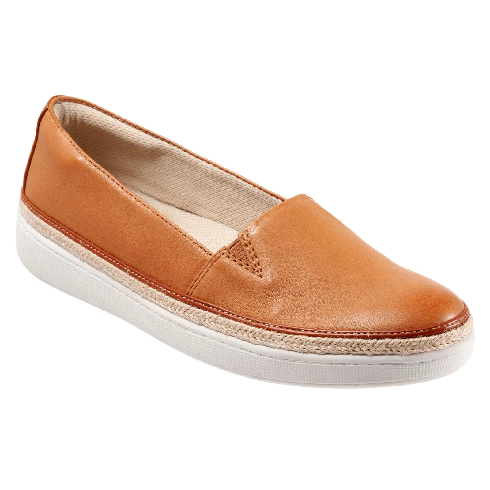 Trotters Destiny T2003-282 Womens Brown Narrow Leather Loafer Flats Shoes