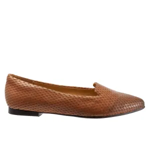 Trotters Harlowe T1707-294 Womens Brown Extra Wide Leather Loafer Flats Shoes