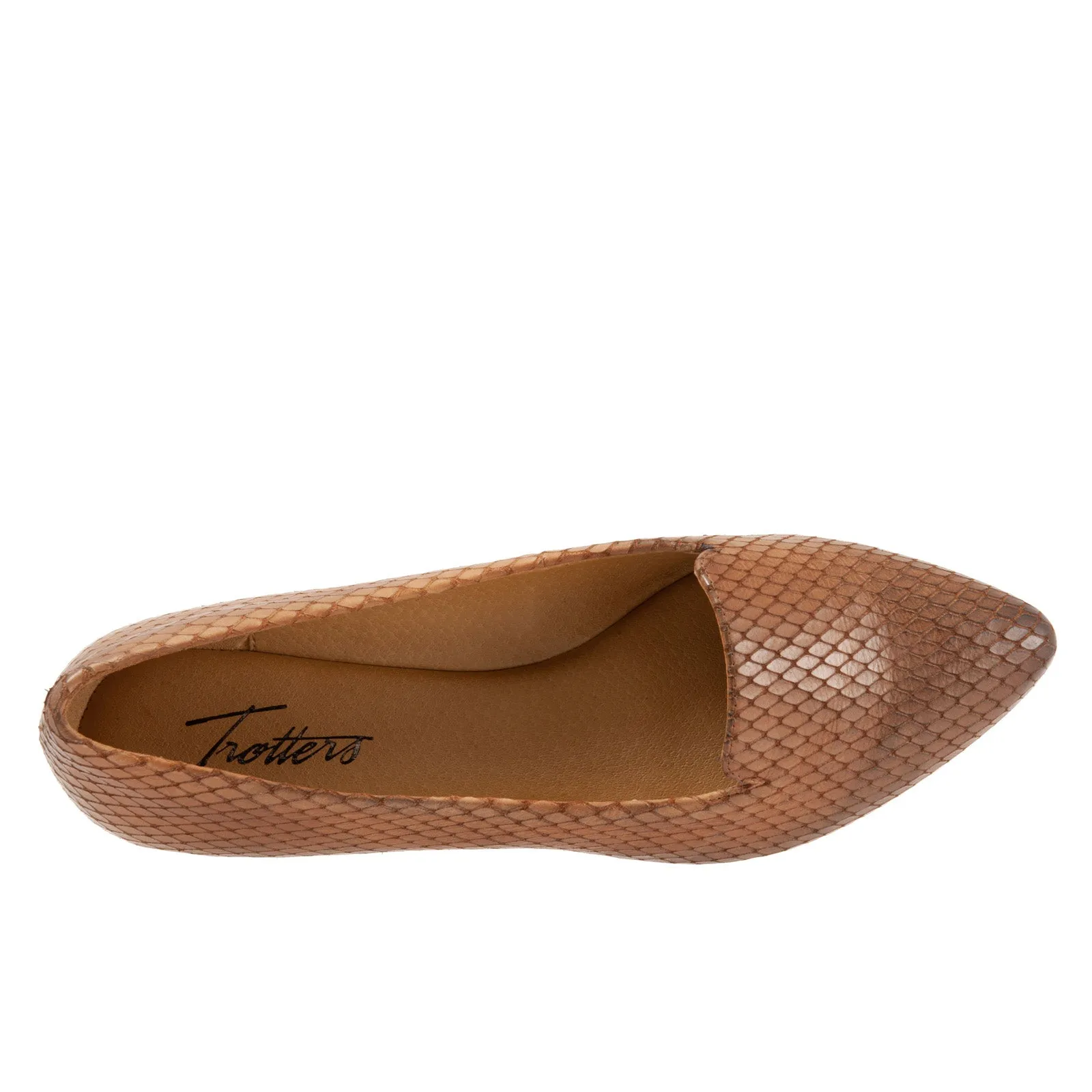 Trotters Harlowe T1707-294 Womens Brown Extra Wide Leather Loafer Flats Shoes