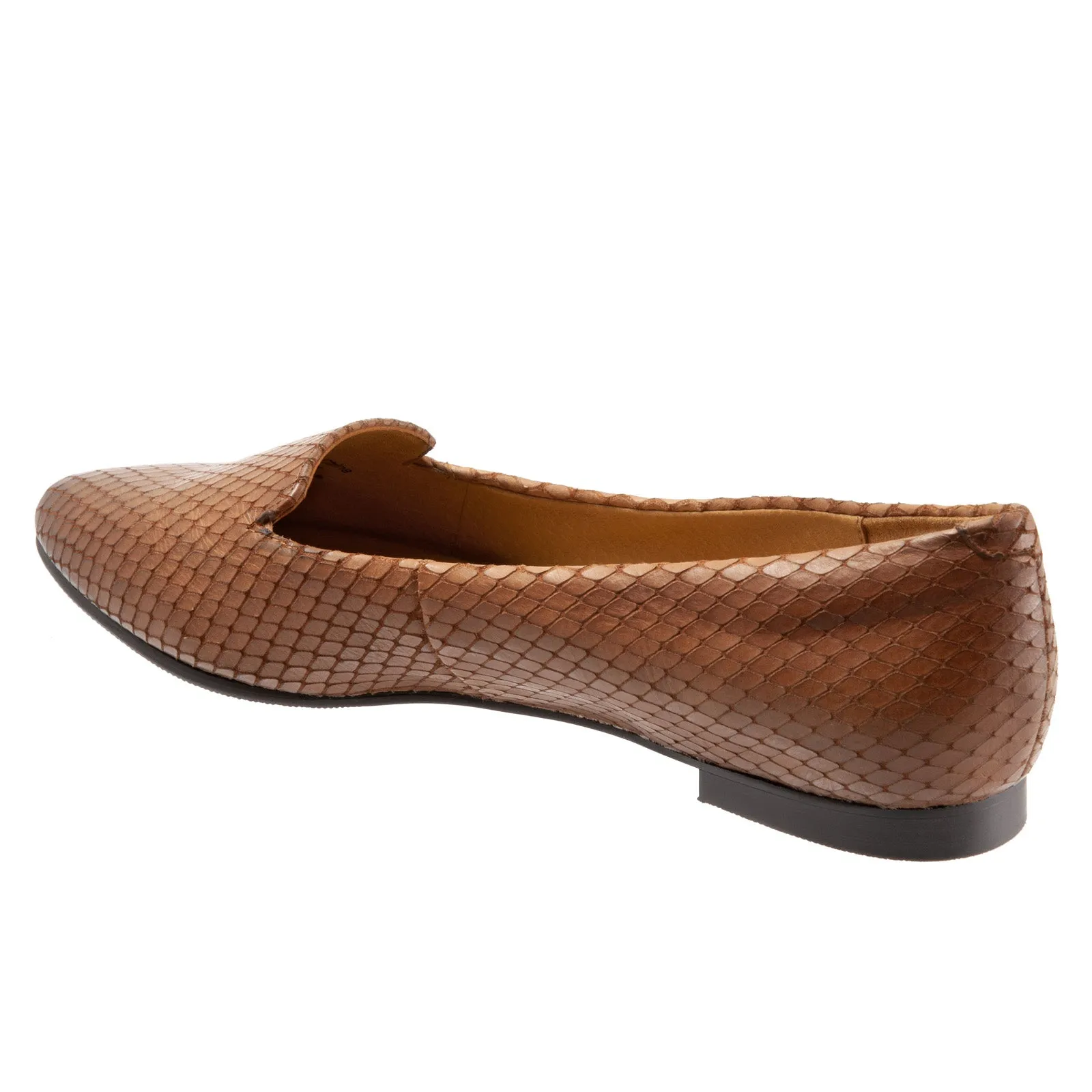 Trotters Harlowe T1707-294 Womens Brown Extra Wide Leather Loafer Flats Shoes