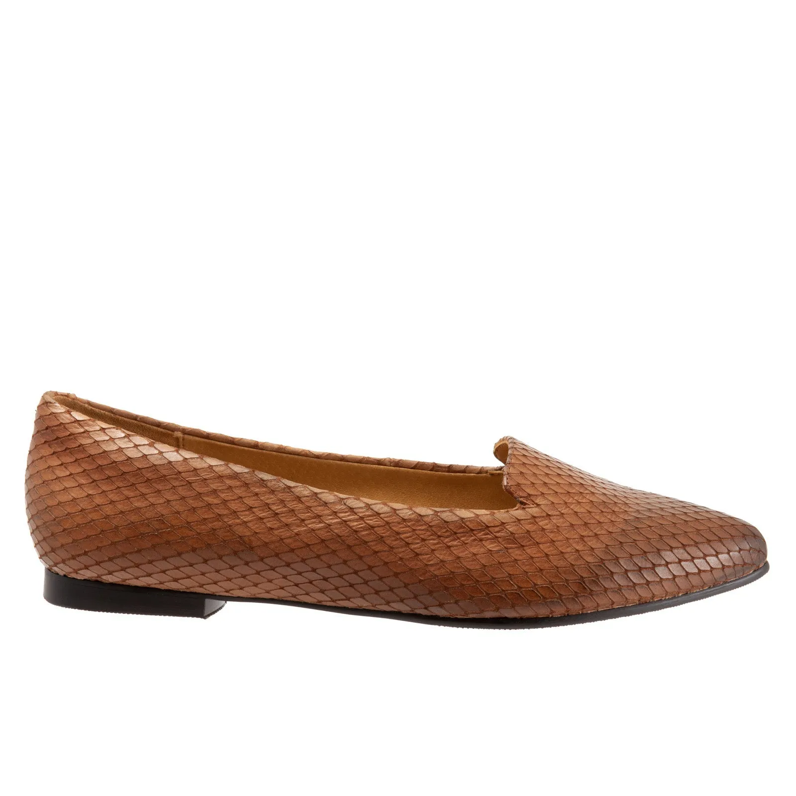 Trotters Harlowe T1707-294 Womens Brown Extra Wide Leather Loafer Flats Shoes