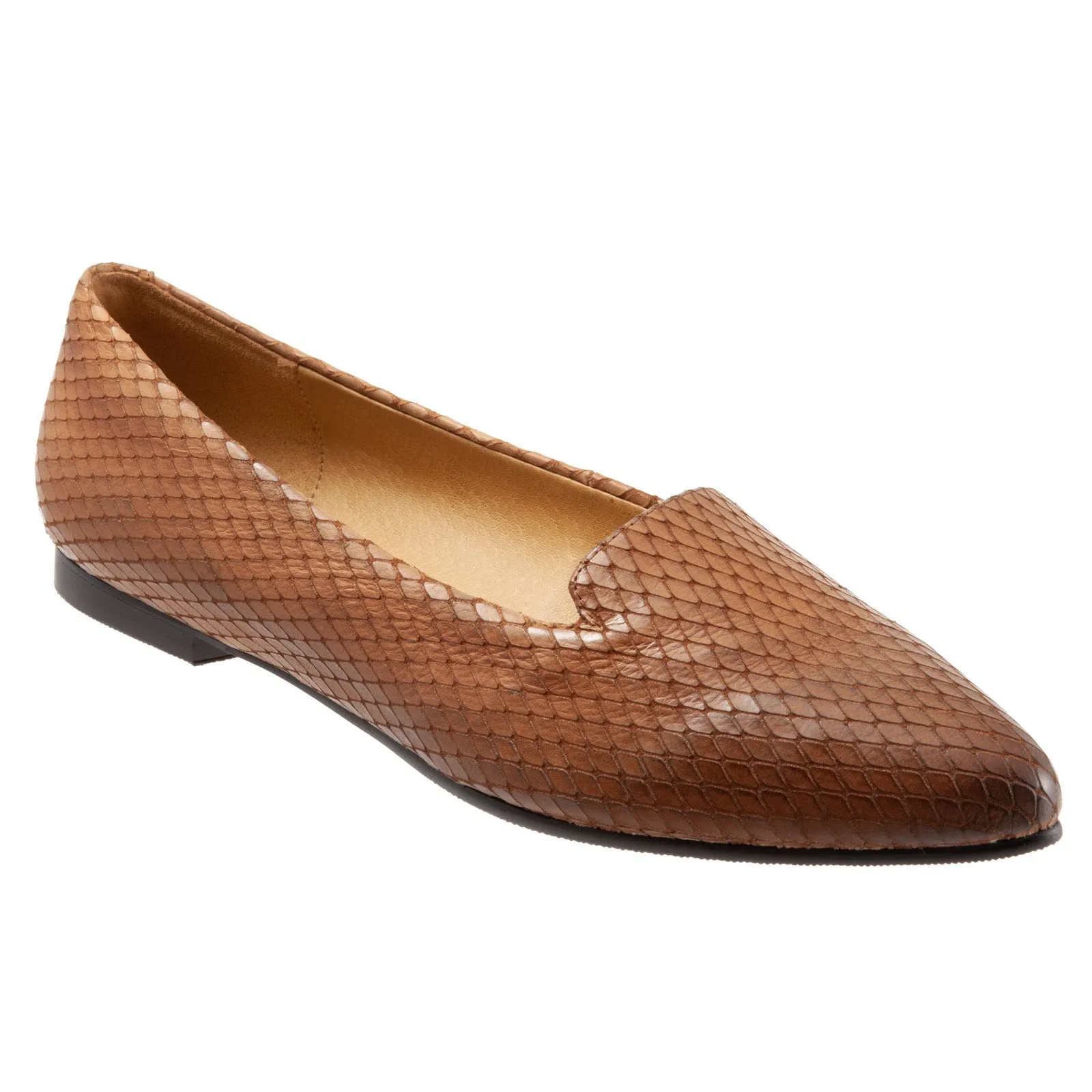 Trotters Harlowe T1707-294 Womens Brown Extra Wide Leather Loafer Flats Shoes