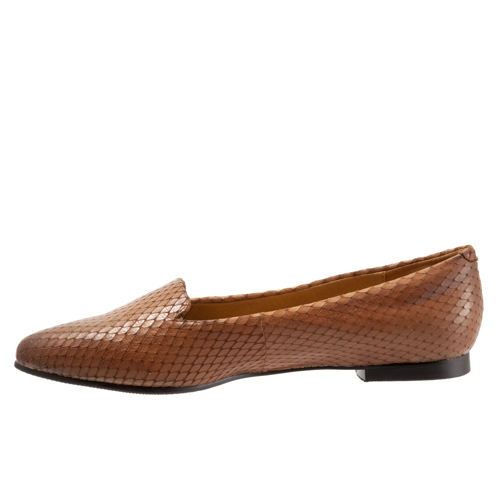 Trotters Harlowe T1707-294 Womens Brown Extra Wide Leather Loafer Flats Shoes
