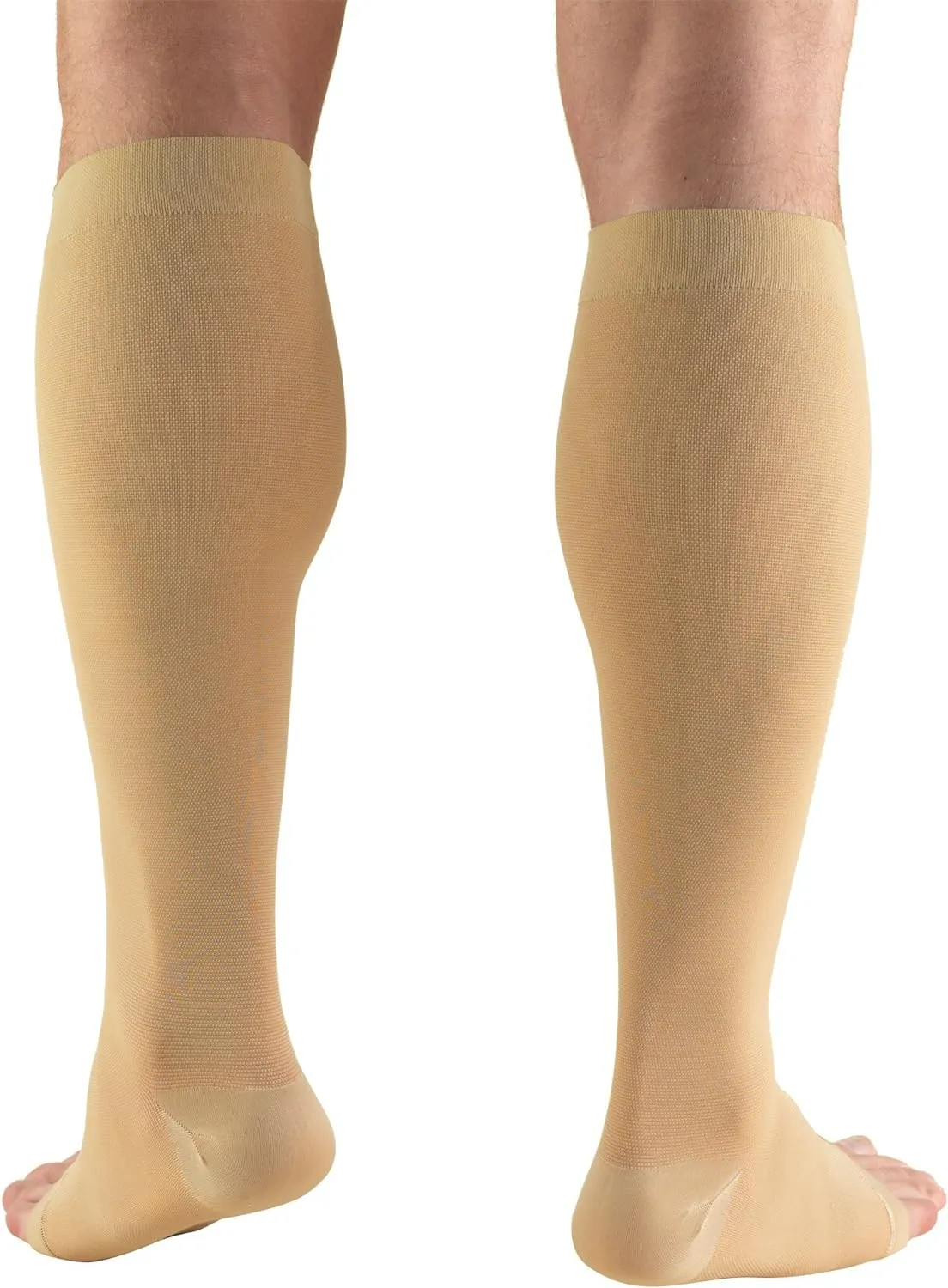 Truform 20-30 Mmhg Compression Stocking for Men & Women, Knee High Length, Open Toe, Beige, Large