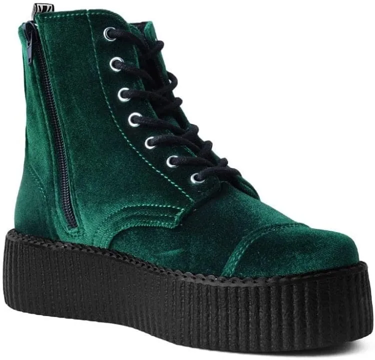 T.U.K Velvet Viva Mondo Boots for Women, Fashion Lace Up Platform Combat Boots