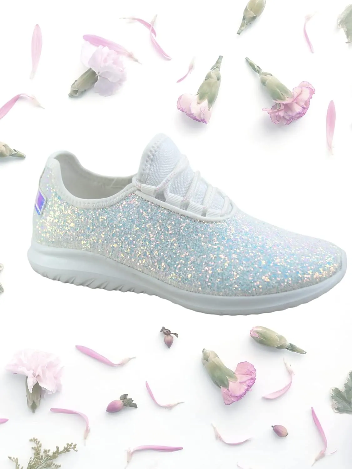 TZ Lotus-08 Women's Comfort Slip On Fashion Color Glitter Walking Runing Flat Heel Sneakers Shoes