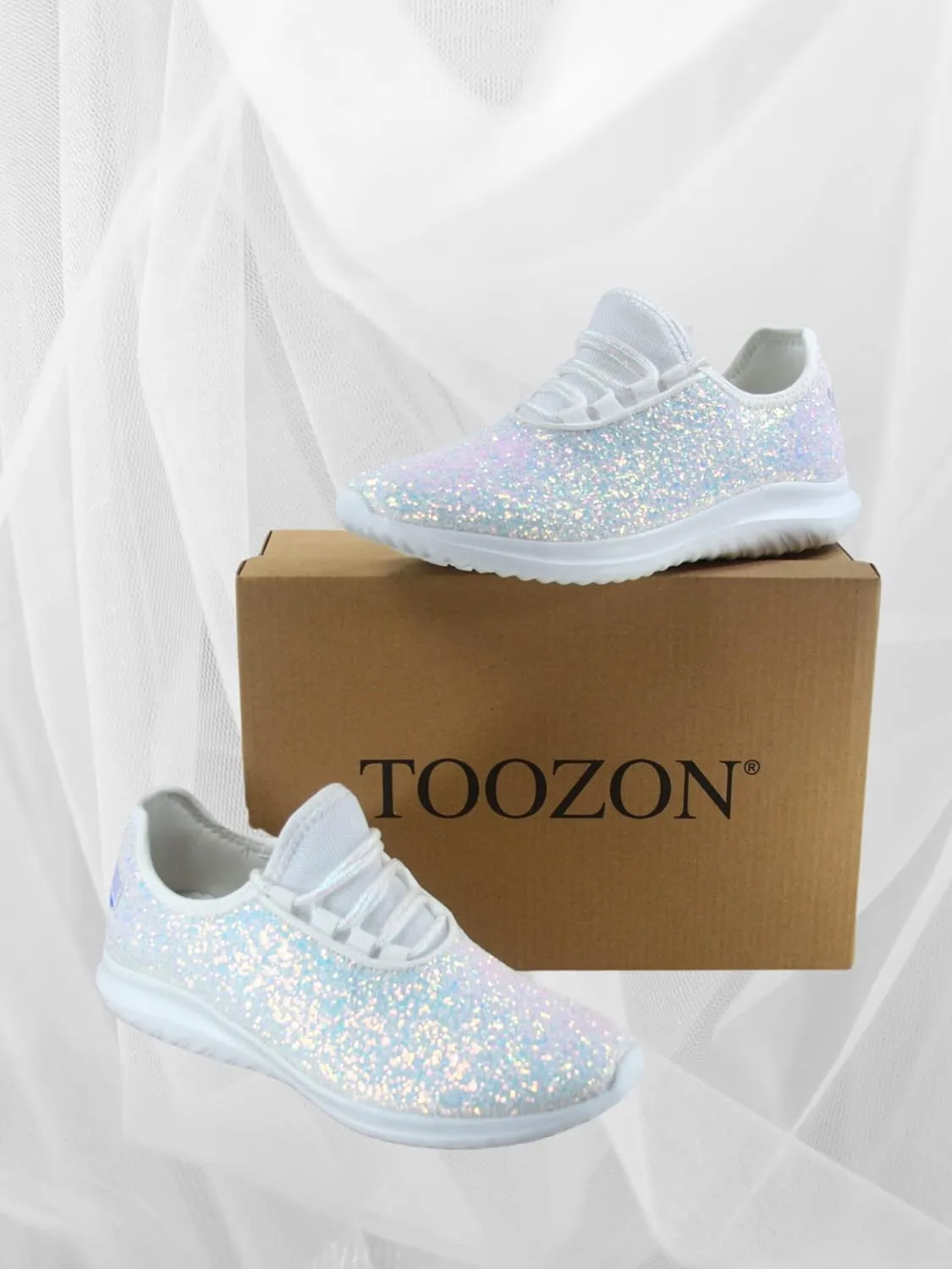 TZ Lotus-08 Women's Comfort Slip On Fashion Color Glitter Walking Runing Flat Heel Sneakers Shoes