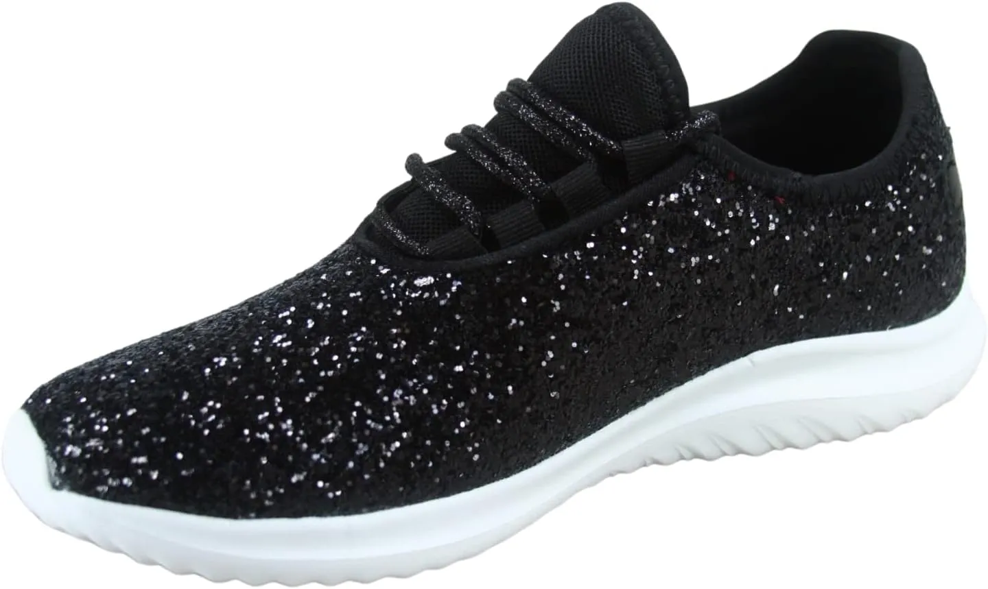 TZ Lotus-08 Women's Comfort Slip On Fashion Color Glitter Walking Runing Flat Heel Sneakers Shoes