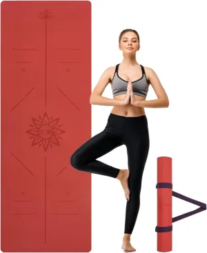 U&M Yoga Mat Non-Slip, Exercise Mat with Carrying Strap for Home Yoga,Pilates & Meditation Stretching, Floor & Fitness Workouts, 72"x26" x1/6" Thick Fitness Mats Non-Slip Natural Rubber Base & PU Top