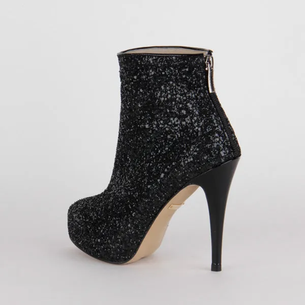 *UK size 1 - XCITE - sparkle black, 8/1cm heels