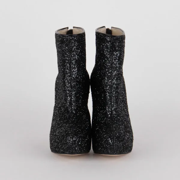*UK size 1 - XCITE - sparkle black, 8/1cm heels