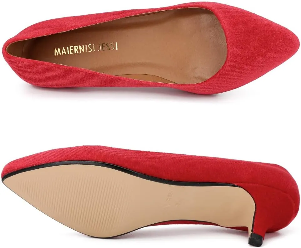 Unisex Men's Women's Classic Low Kitten Heel Pumps