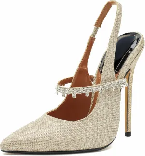 Unisex Men's Women's Pointed Toe High Heels Rhinestone Stiletto Pumps Ankle Strap Dress Party Shoes