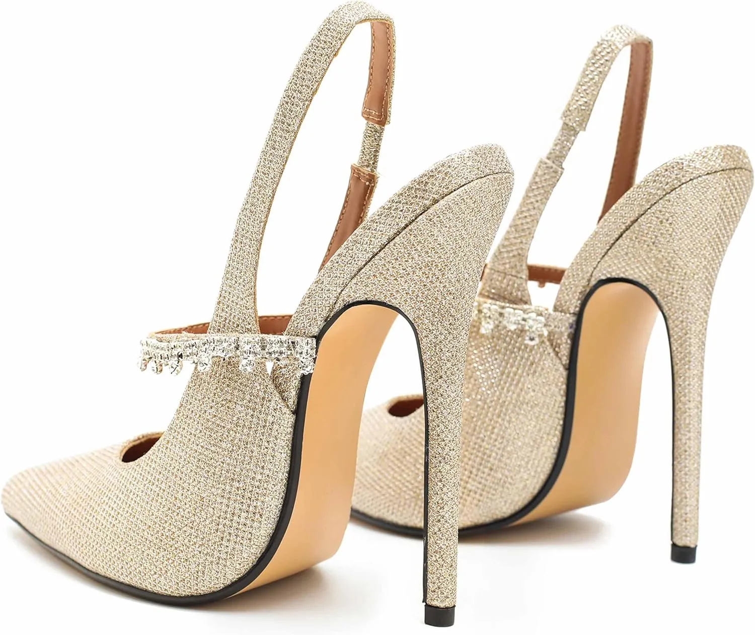 Unisex Men's Women's Pointed Toe High Heels Rhinestone Stiletto Pumps Ankle Strap Dress Party Shoes