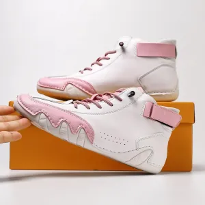 Unisex Vintage Soft Sole Outdoor High Top Flats Comfortable Walking and Hiking Shoes Lace Up Ankle Boots for Women