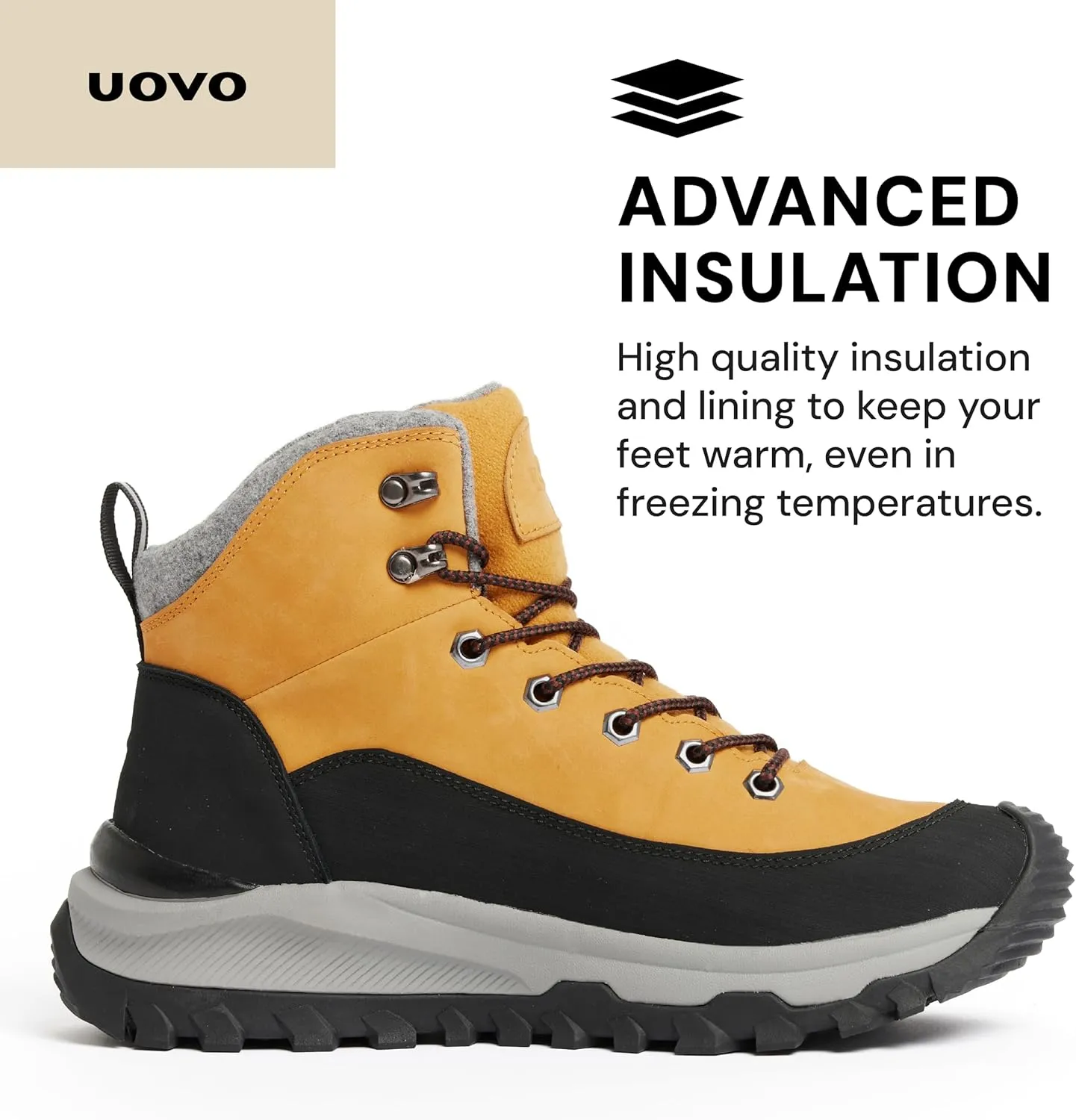 UOVO Men’s Winter Boot, Waterproof Leather