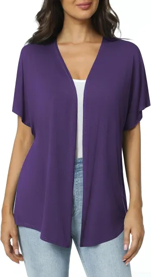 Urban CoCo Women's Lightweight Short Sleeve Kimono Cardigan Casual Cover Ups
