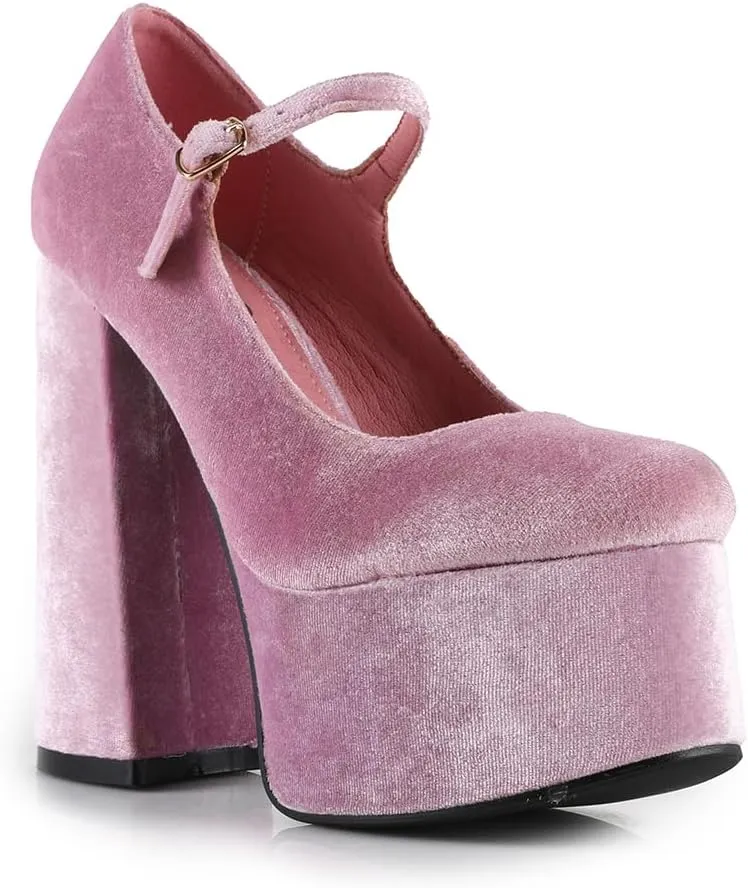 Velvet Jaco-01 Women's Platform Block Heel Mary Jane Pumps