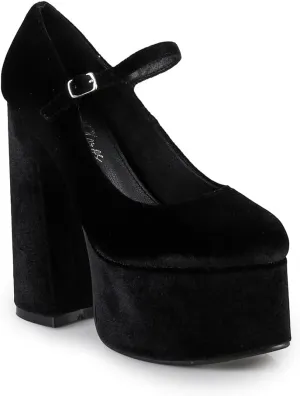 Velvet Jaco-01 Women's Platform Block Heel Mary Jane Pumps