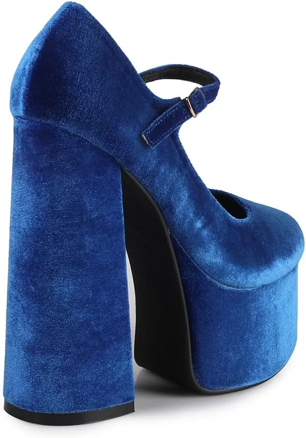 Velvet Jaco-01 Women's Platform Block Heel Mary Jane Pumps