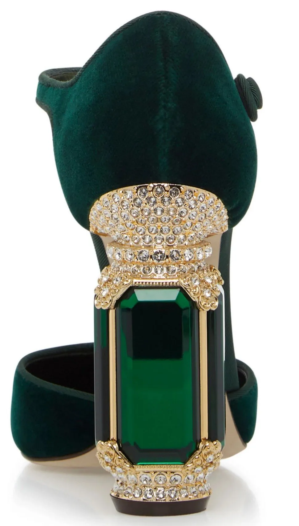 Velvet Mary Jane Pumps with Jewel Heel - Red or Green