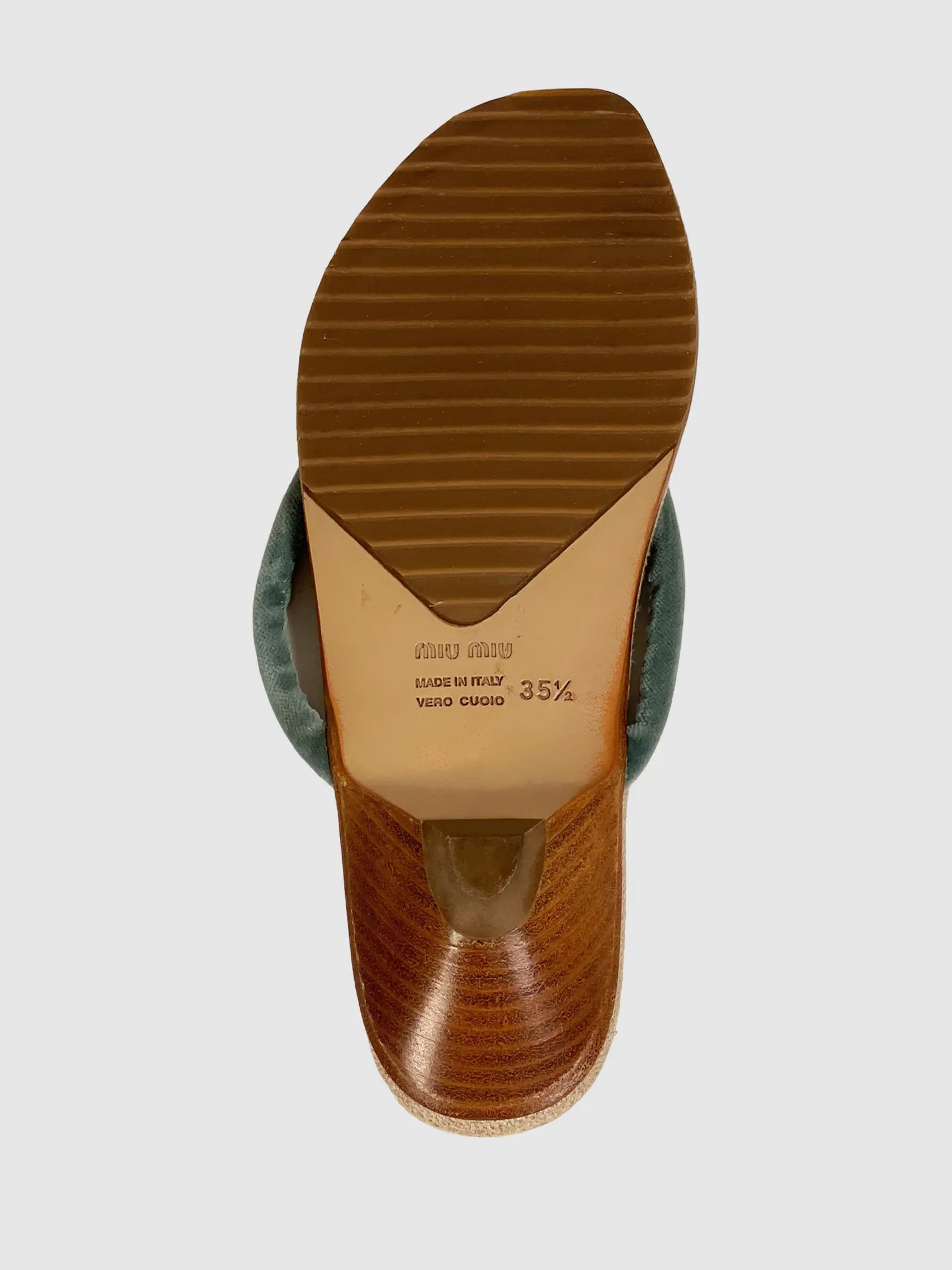 Velvet Thong Strap Slides - Size 35.5