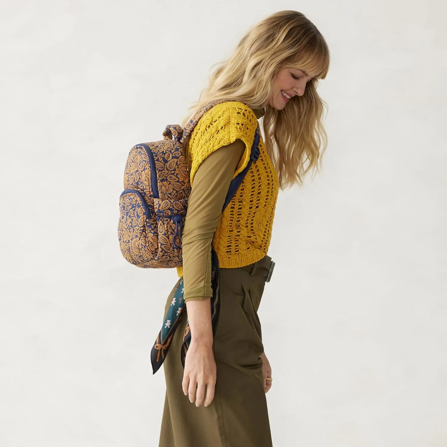Vera Bradley Featherweight Small Banbury Backpack, Lotus Montage Roasted Pecan
