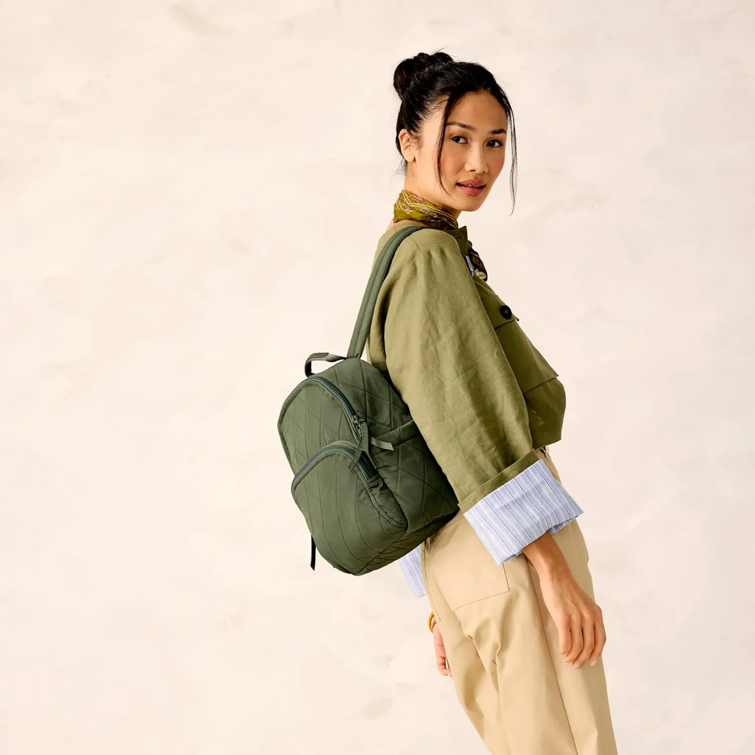 Vera Bradley Women's Performance Twill Small Banbury Backpack, Bronze Green, One Size