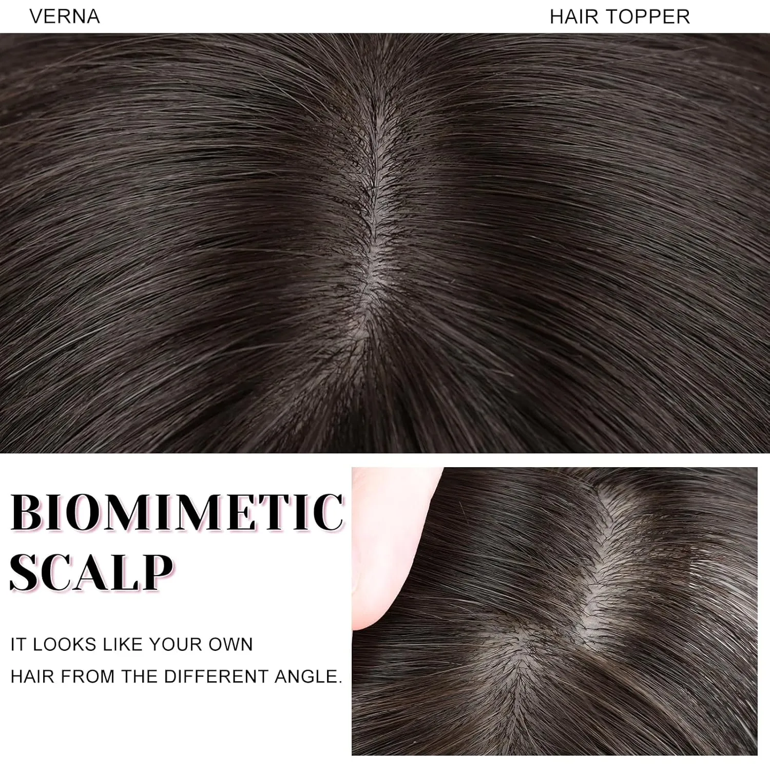 VERNA Hair Toppers for Women Real Human Hair 360°3D Cover Bangs Hair Clip,100% Real Human Hair Brown Black Clip in Bangs,Hair pieces Clip on Bangs for Daily Wear(5 * 9.5)
