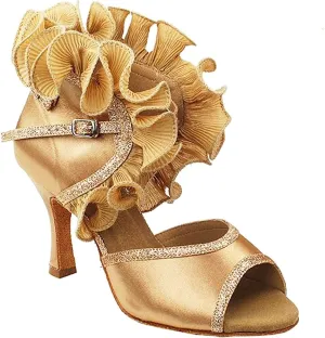 Very Fine Women's Ballroom Dance Shoes Tango Wedding Salsa Dance Shoes Ruffle Gold Sera7013EB Comfortable Dance Shoes 2.5" Heel 8.5 M US [Bundle of 5]