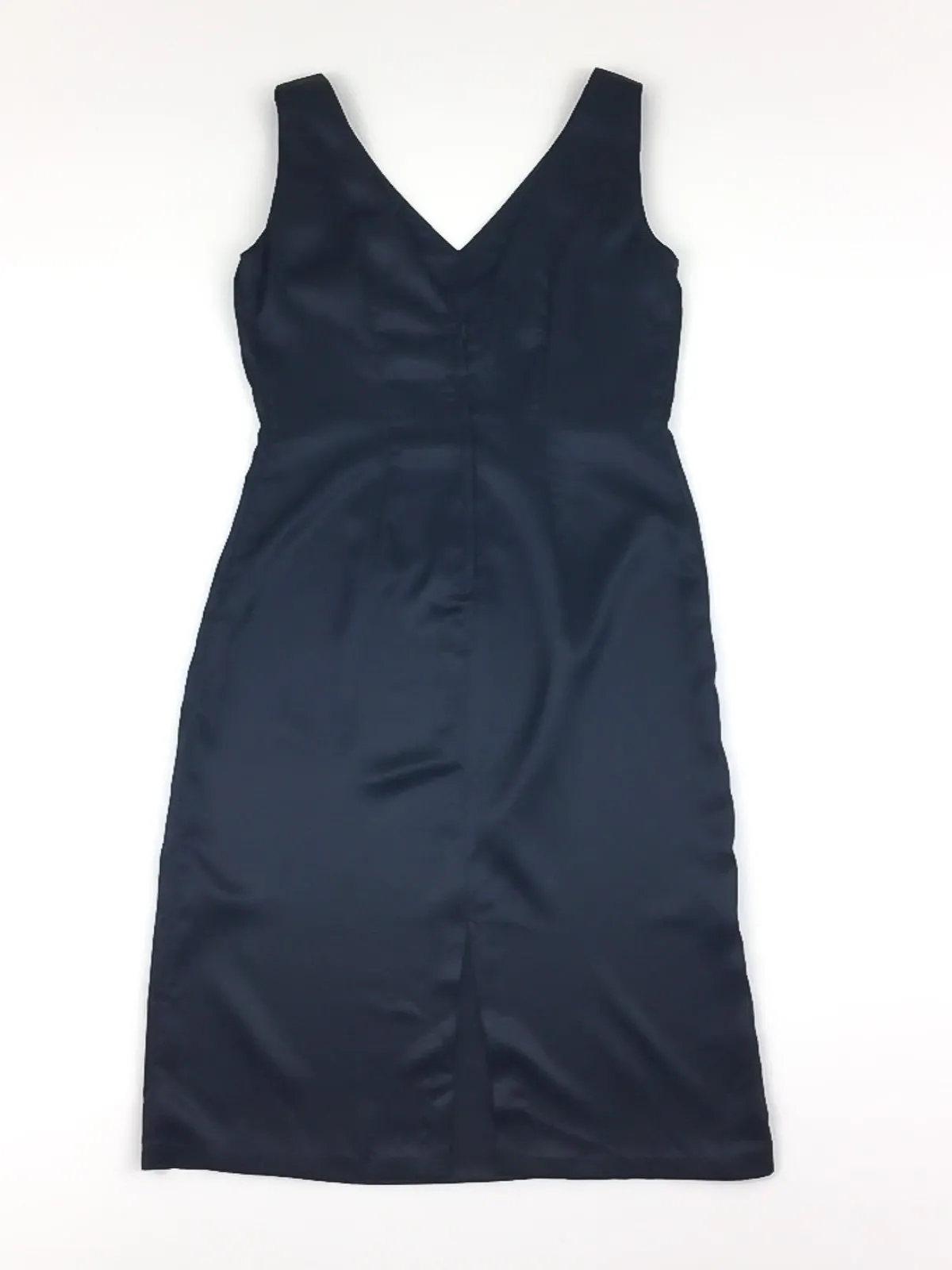 Vintage 90's black satin v-neck sleeveless dress