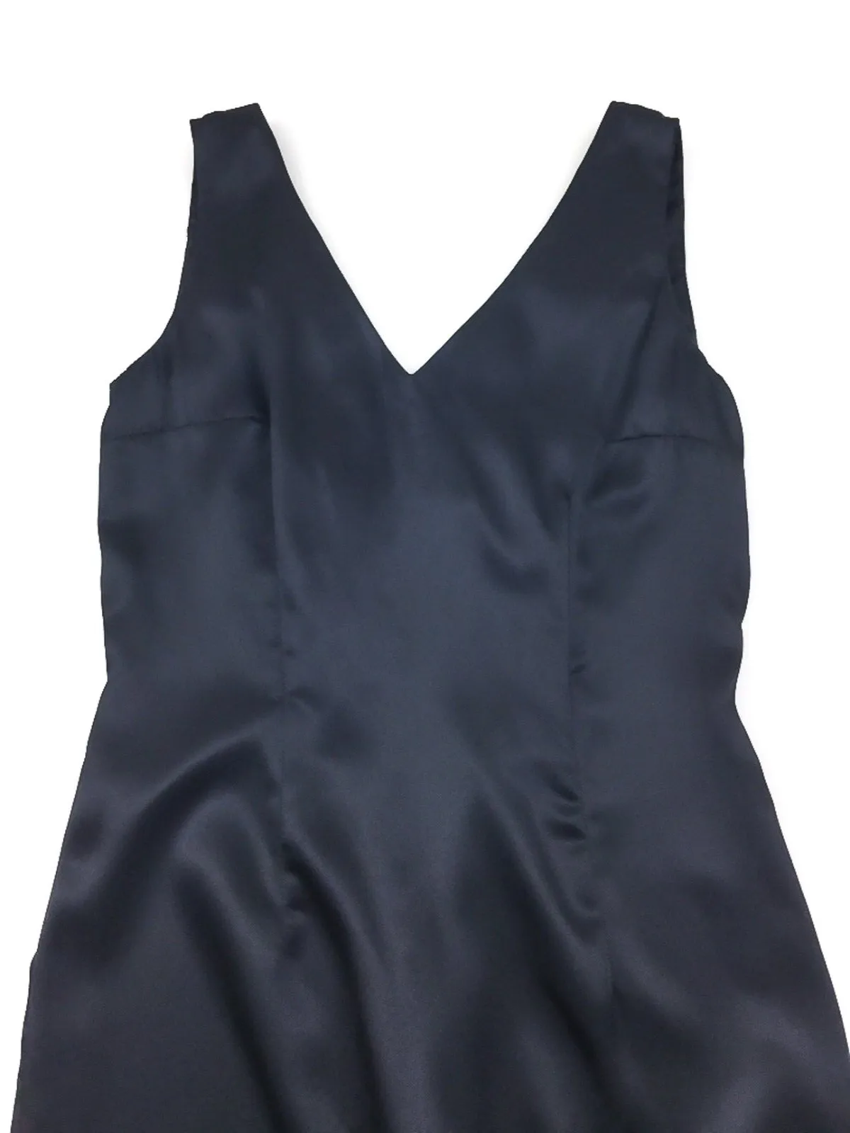 Vintage 90's black satin v-neck sleeveless dress