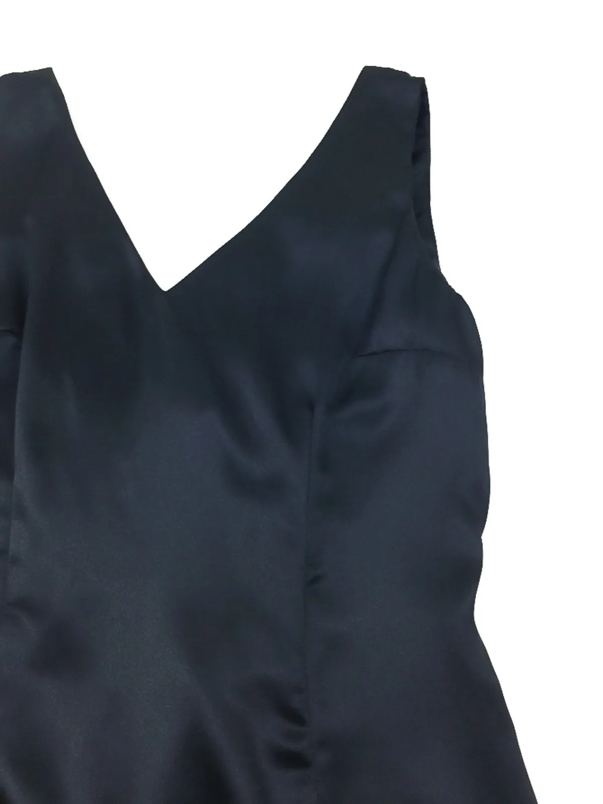Vintage 90's black satin v-neck sleeveless dress