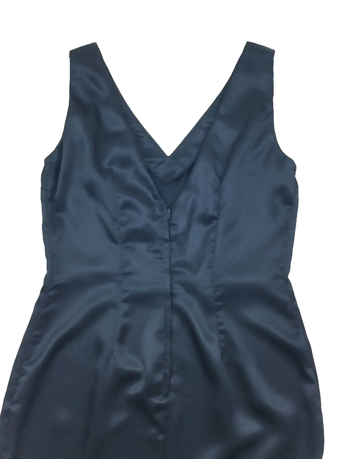 Vintage 90's black satin v-neck sleeveless dress