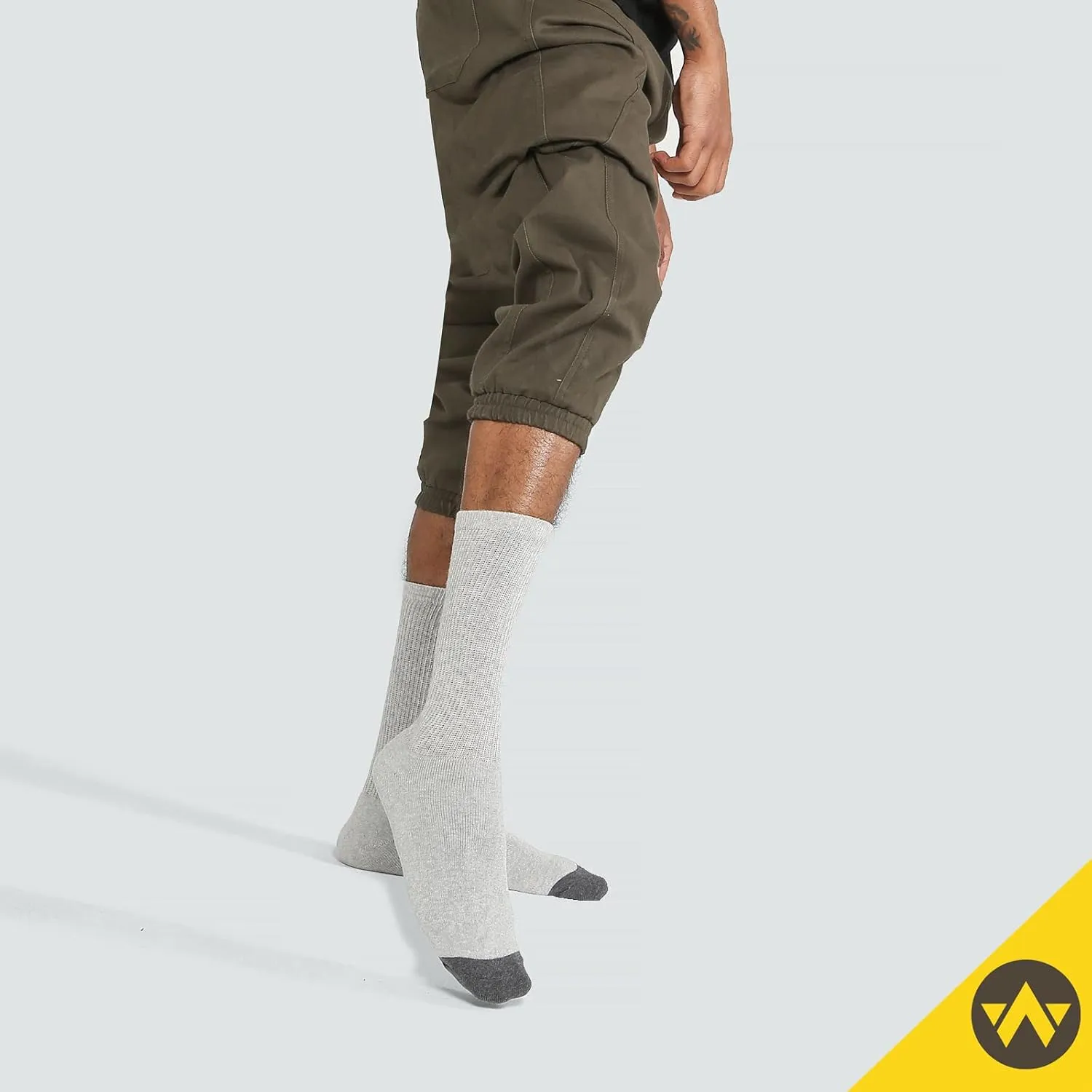 WANDER Men's Cushion Crew Socks 3-6 Pairs Athletic Running 6-8/8-13/12-15 Socks Men Cotton Sport Wicking Work