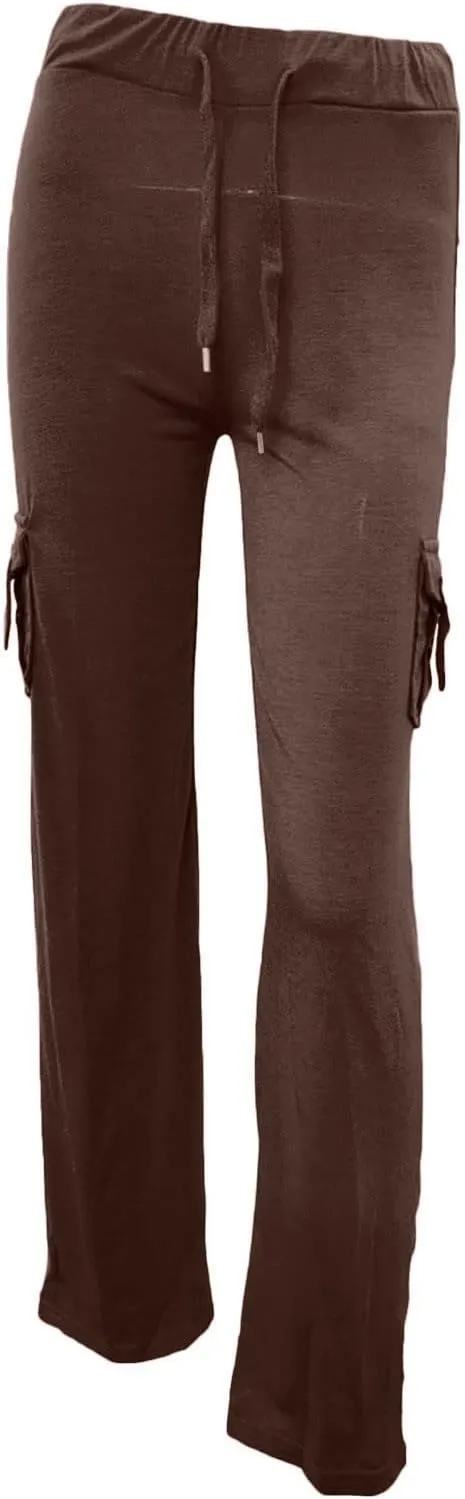Wide Leg Yoga Pants Womens Cargo Pants with Pockets Elastic Waist Flared Pants Workout Leggings Gym Sweatpants