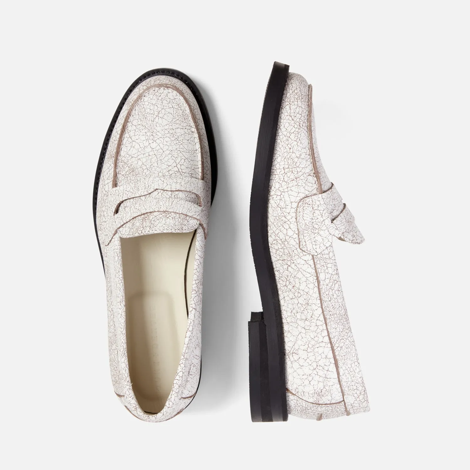 Wilde White Cracked Penny Loafer - Women's