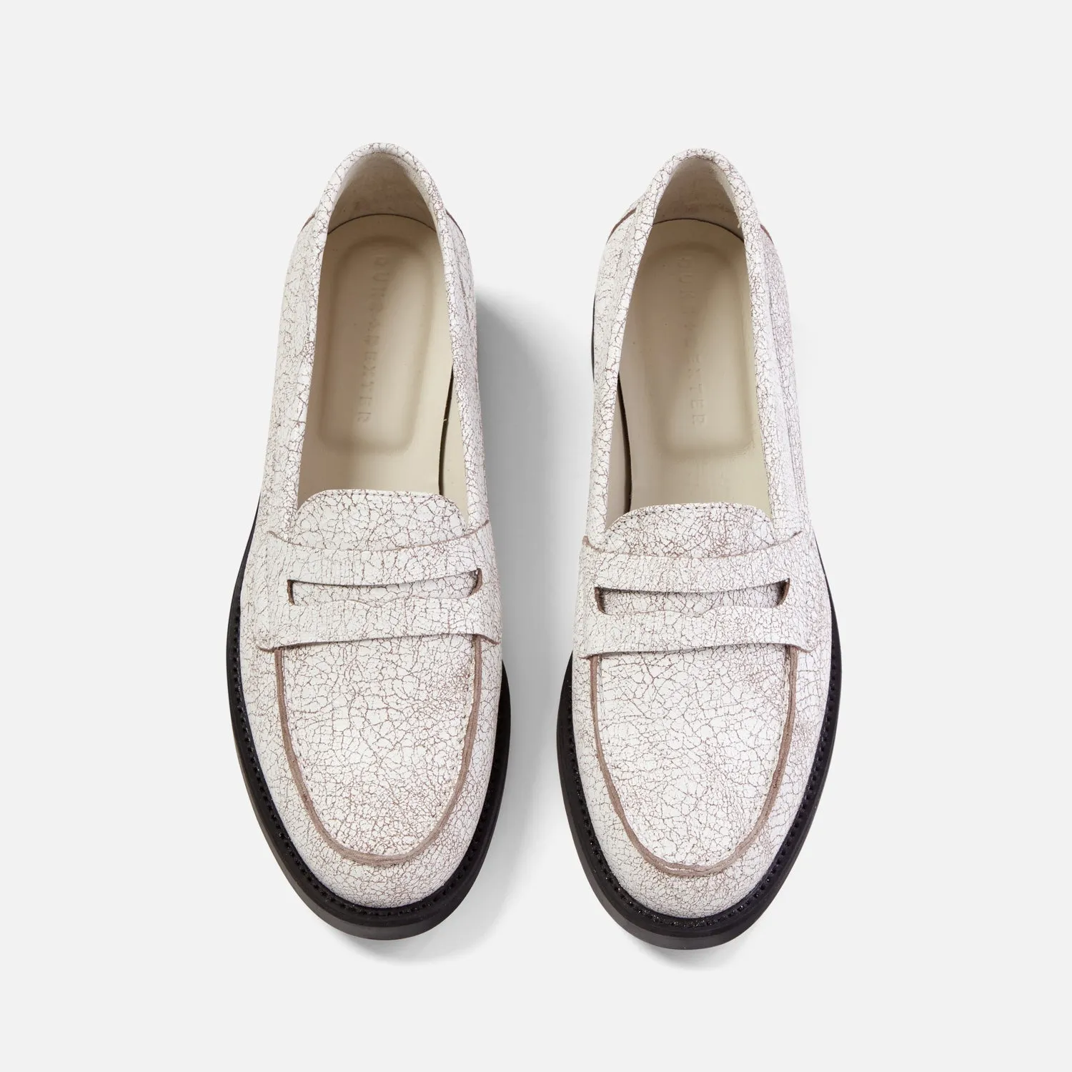 Wilde White Cracked Penny Loafer - Women's