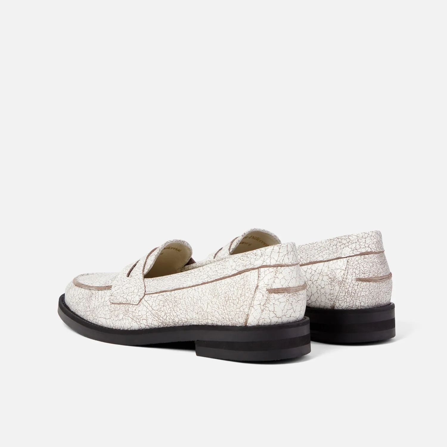 Wilde White Cracked Penny Loafer - Women's