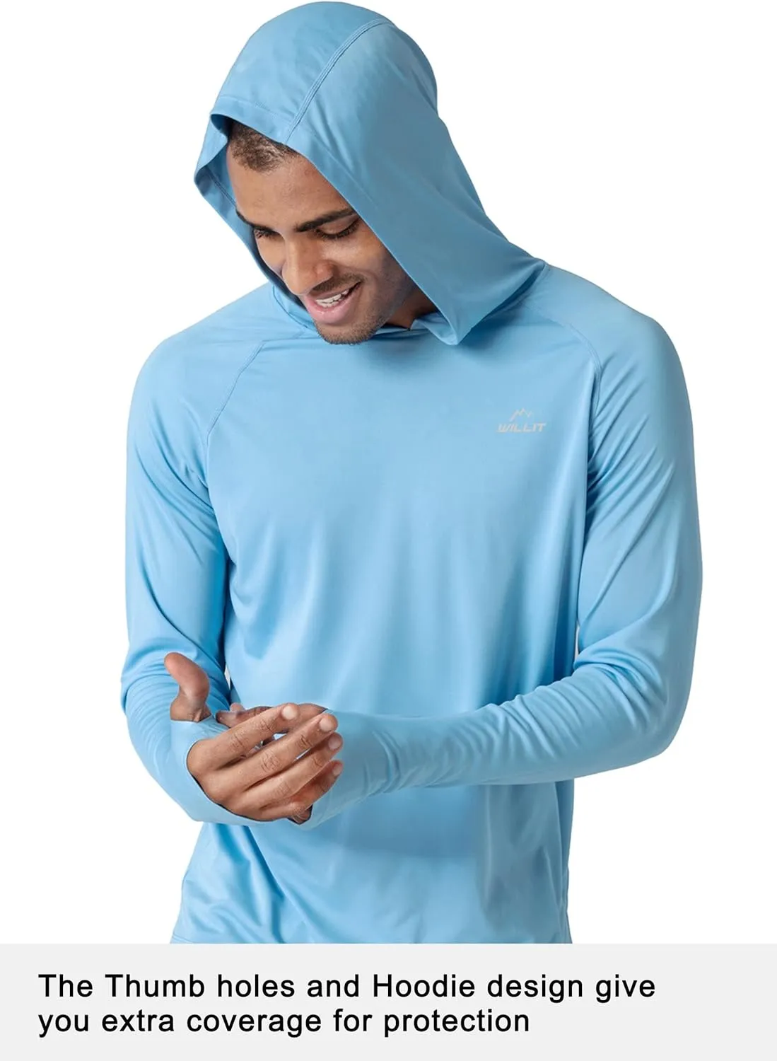 Willit Men's Sun Shirts UPF 50  Rash Guard Long Sleeve Sun Protection Hoodie SPF UV Fishing Lightweight Athletic Running