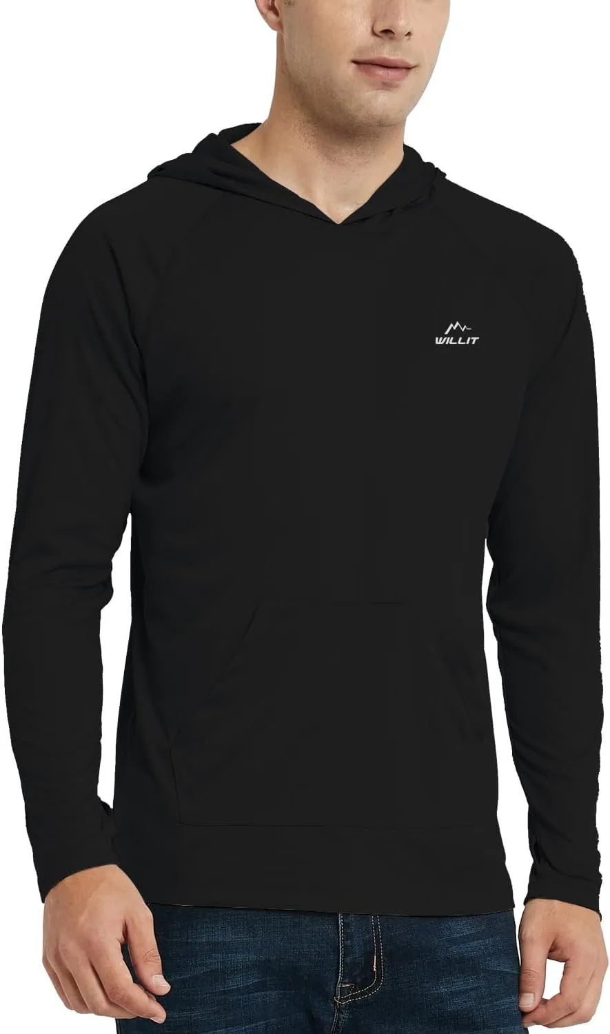 Willit Men's UPF 50  Sun Protection Hoodie Shirt Long Sleeve Rash Guard Fishing SPF Outdoor UV Shirt Lightweight Pocket
