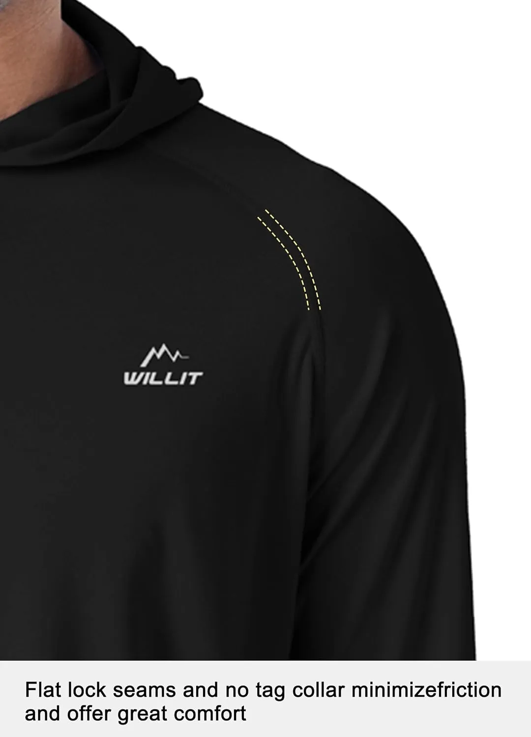 Willit Men's UPF 50  Sun Protection Hoodie Shirt Long Sleeve Rash Guard Fishing SPF Outdoor UV Shirt Lightweight Pocket