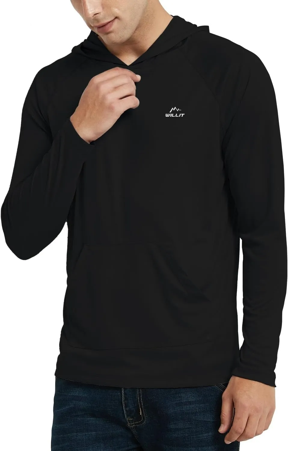 Willit Men's UPF 50  Sun Protection Hoodie Shirt Long Sleeve Rash Guard Fishing SPF Outdoor UV Shirt Lightweight Pocket