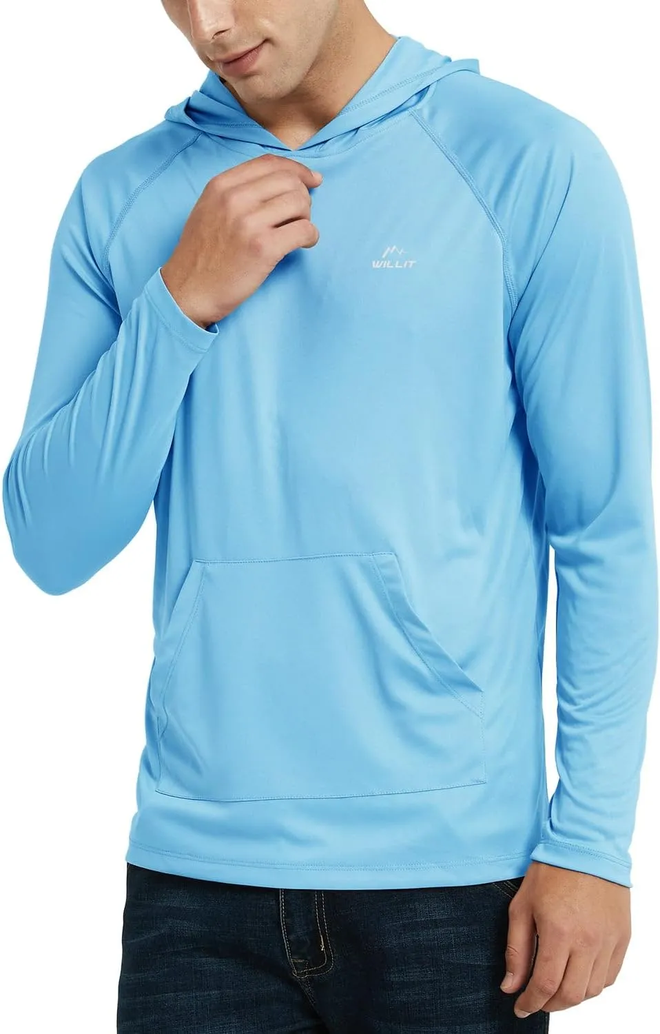 Willit Men's UPF 50  Sun Protection Hoodie Shirt Long Sleeve Rash Guard Fishing SPF Outdoor UV Shirt Lightweight Pocket