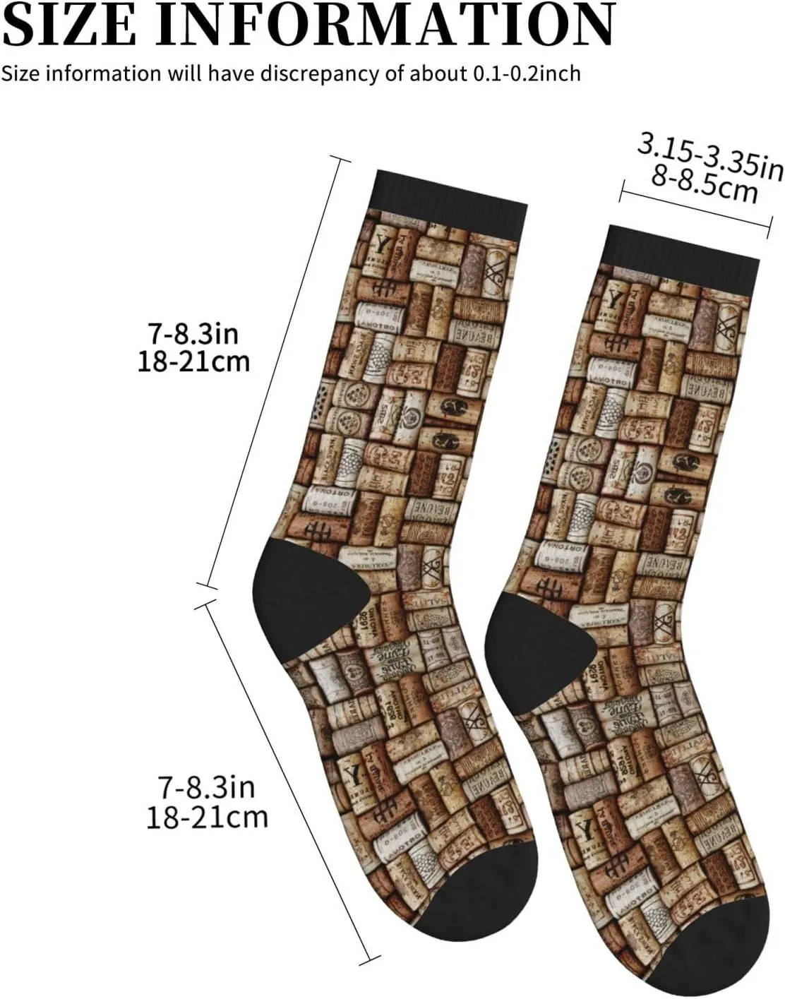 Wine Cork Women Men Mid Tube Crew Socks Athletic Running Socks Sport Wicking Suitable Gym Hiking